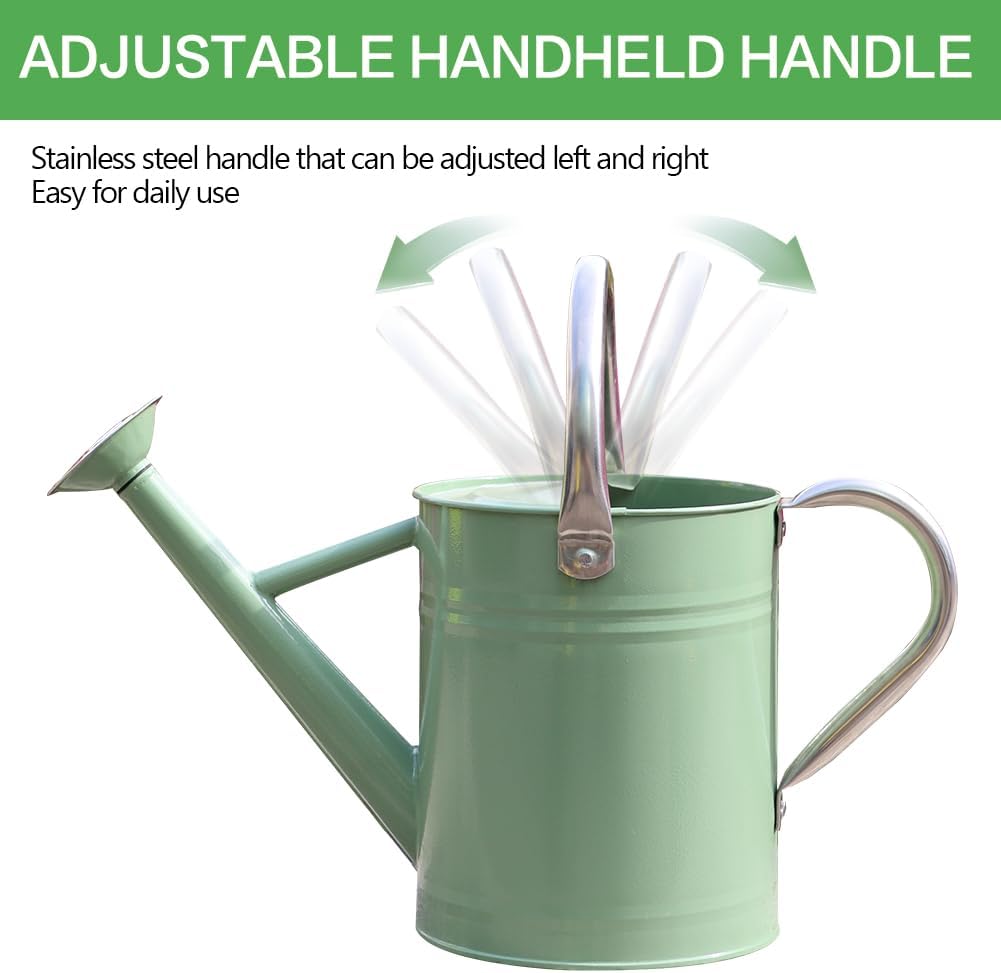 Metal Watering Can 1 Gallon for Outdoor Garden Plants, CGreen