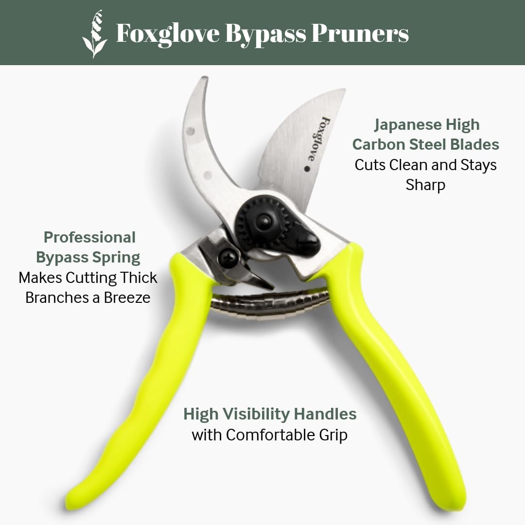 Foxglove Pruning Shears - Bypass Hand Pruners, Japanese SK5 Blades Shears