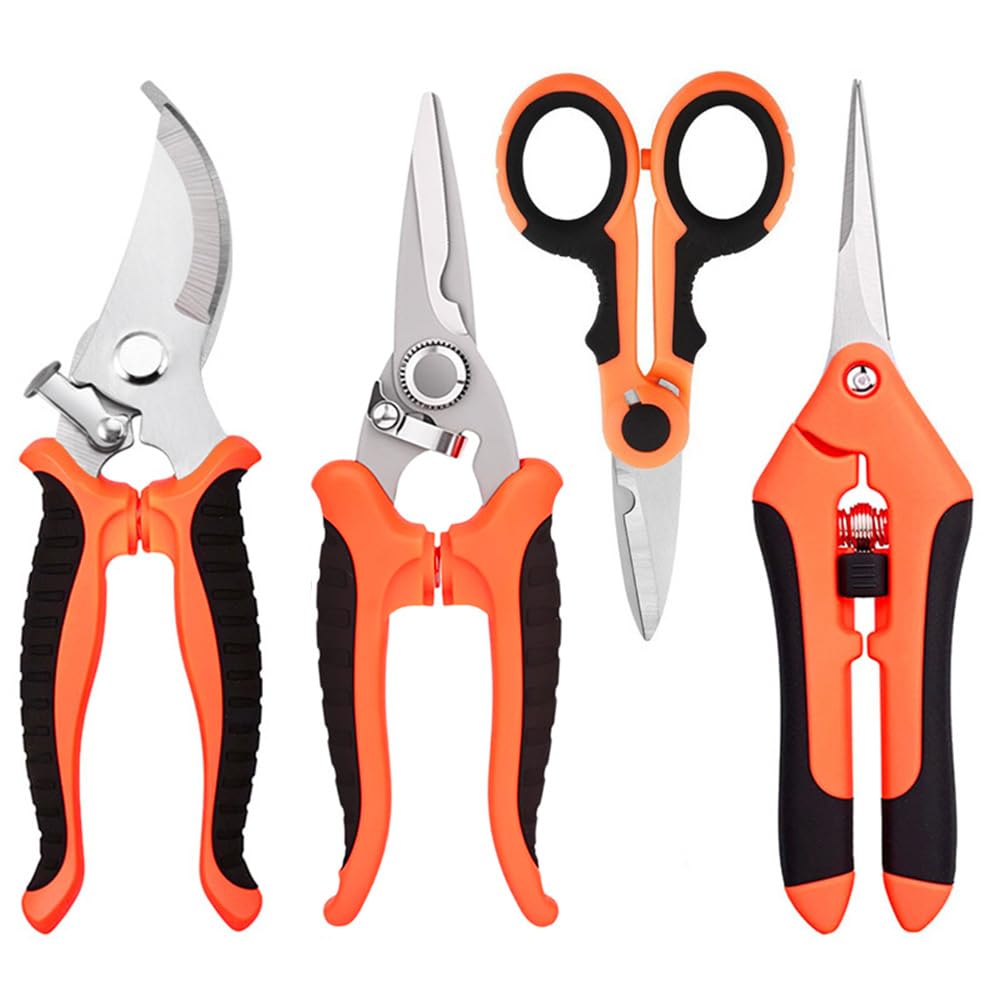 HoMaNa 4 Pack Garden Shears Pruning Set, Stainless Steel Multi-Blade