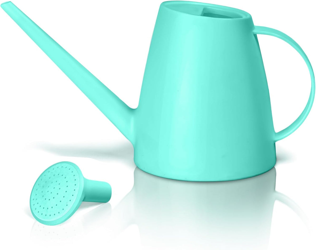 Plastic Watering Can - for Indoor and Outdoor House Plant Garden - with Long Spout - 1/2 Gallon - White
