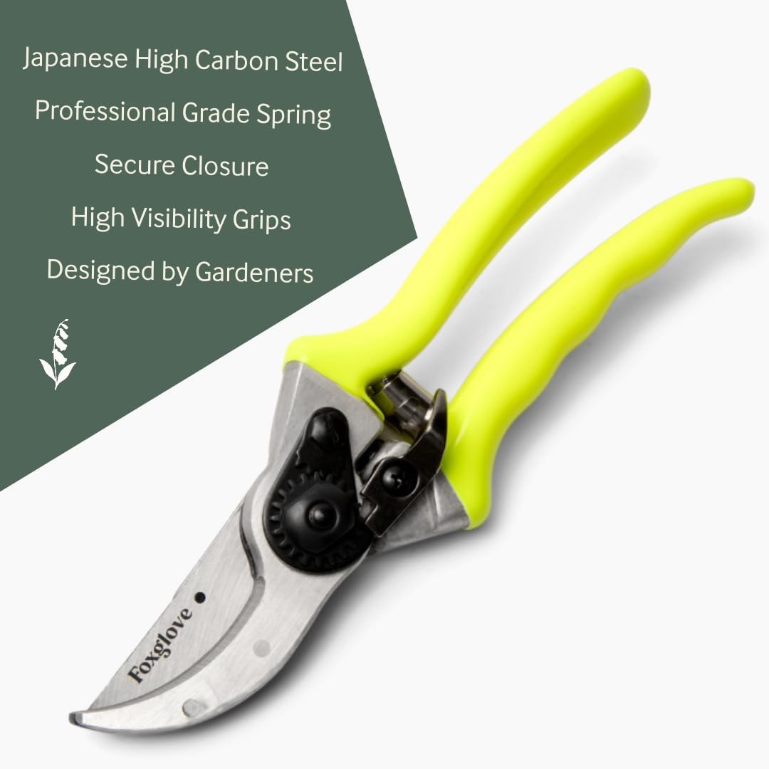 Foxglove Pruning Shears - Bypass Hand Pruners, Japanese SK5 Blades Shears