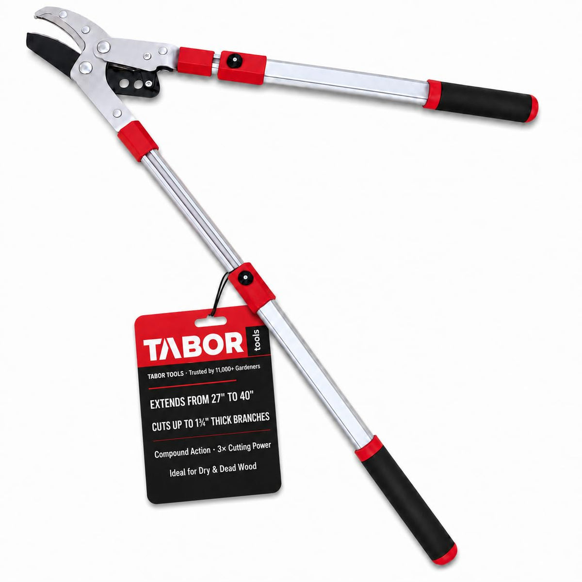 TABOR TOOLS GG12A Anvil Lopper with Compound Action, 30 Inch Tree Trimmer & Branch Cutter, Heavy Duty Tree Pruner with 2 Inch Cut Capacity, Chops Thick Dry Branches with Ease