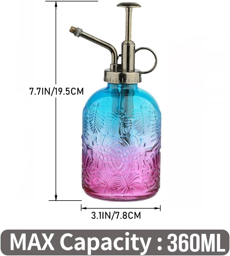 0.5 Gallon Small Watering Can for Outdoor Indoor Plants for House Plants, 12 oz Glass Plant Mister Spray Bottle for Bonsai Garden Flowers (White)