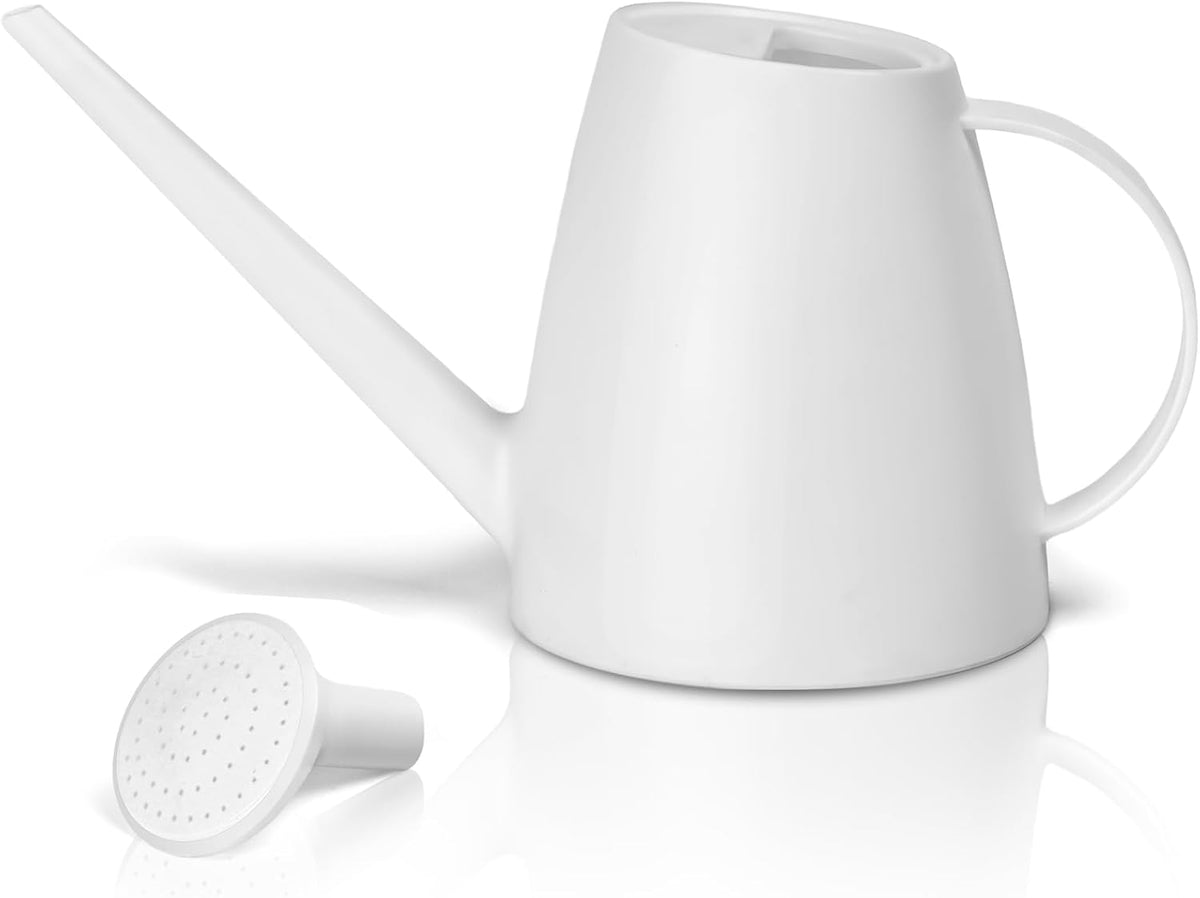 Plastic Watering Can - for Indoor and Outdoor House Plant Garden - with Long Spout - 1/2 Gallon - White