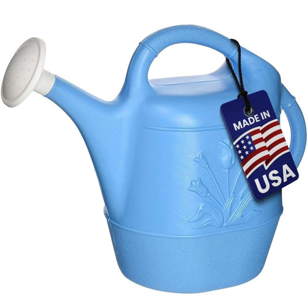 PMU 2 Gallon Watering Can - Garden Watering Can for Indoor & Outdoor Plants - Plastic Water Can with Detachable Sprinkler Head - Large Water Pot, Made in USA - Hunter Green Pkg/1