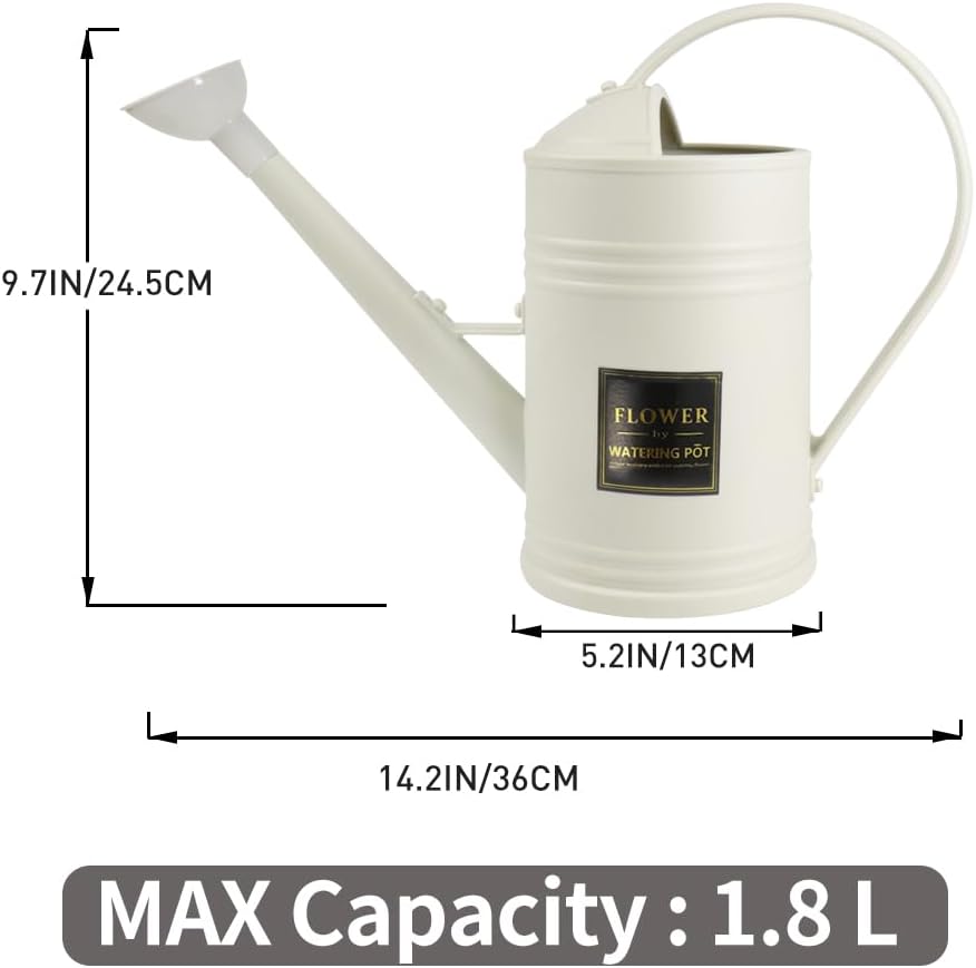 0.5 Gallon Small Watering Can for Outdoor Indoor Plants for House Plants, 12 oz Glass Plant Mister Spray Bottle for Bonsai Garden Flowers (White)