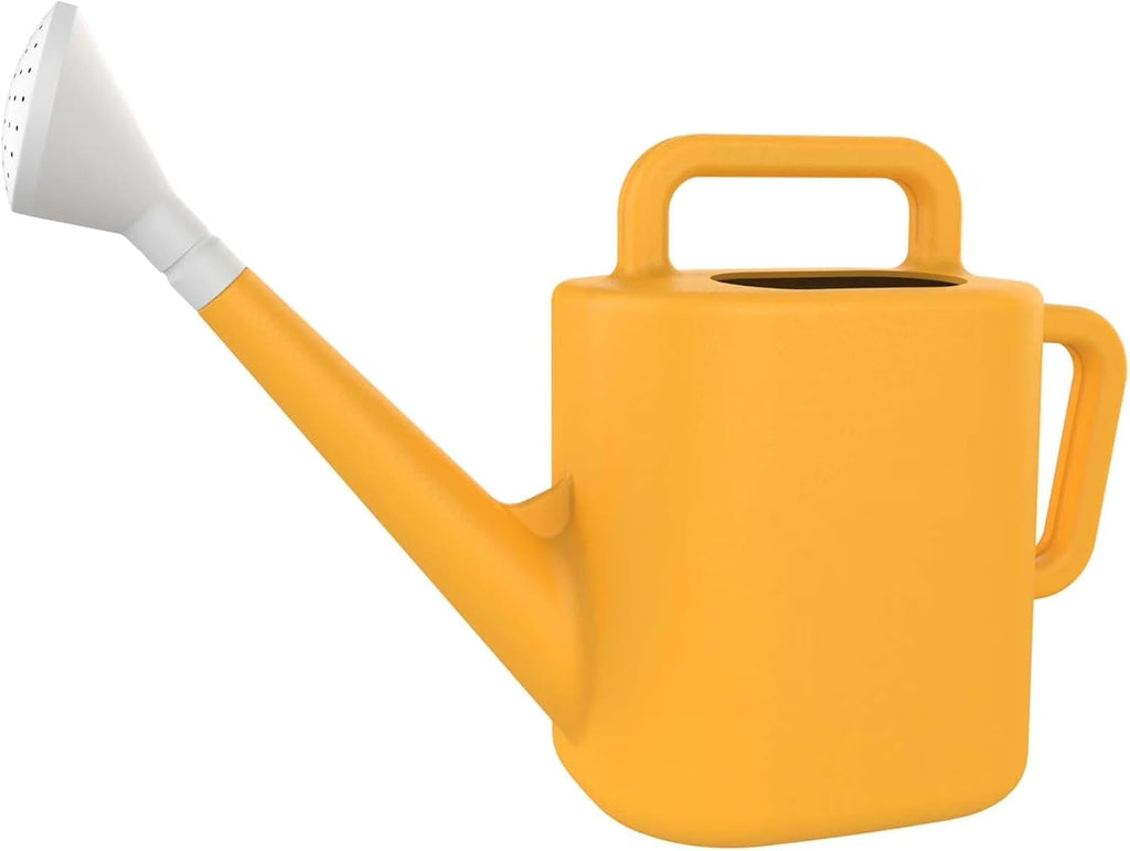 2 Gallon Watering Can for Outdoor Plants, Large Garden Watering Can with Detachable Sprinkler Head, Heavy Duty Resin Water Canner for Flowers, Indoor & Potted Plants (Daisy Yellow)