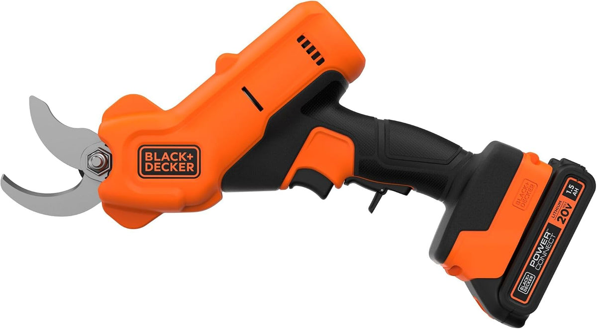 BLACK+DECKER 20V MAX* Cordless Pruner Electric Pruning Shears, Battery and Charger Included, 900 Cuts Per Charge, Electric Pruner, Tool Free Blade Change (BCPR320C1)