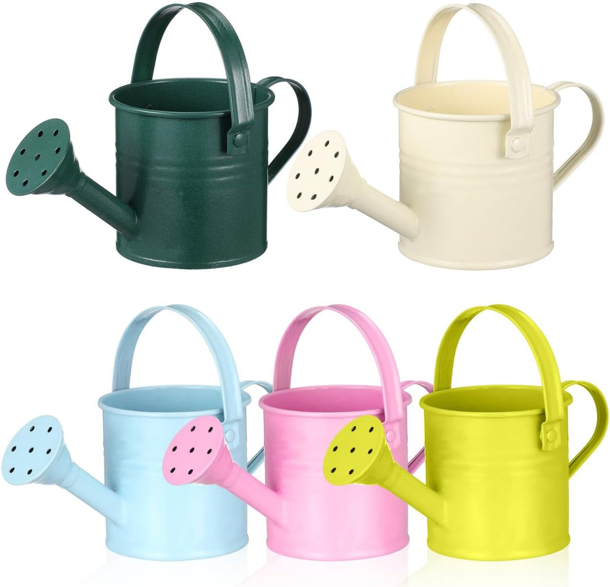 DECHOUS 5 Pack Small Metal Watering Cans for Kids 6.3 x 3 Inch