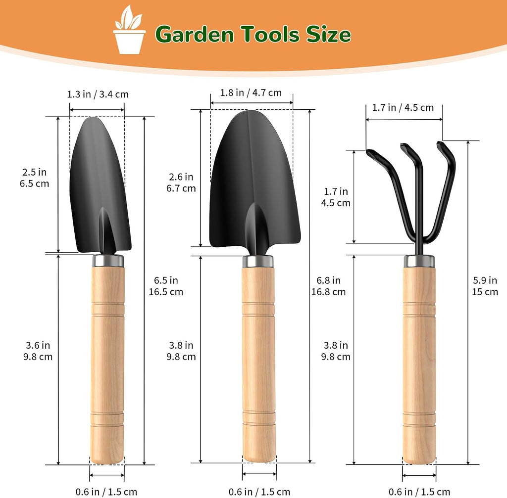 3 Pcs Mini Garden Tool Set with Small Trowel, Mini Shovel & Hand Rake