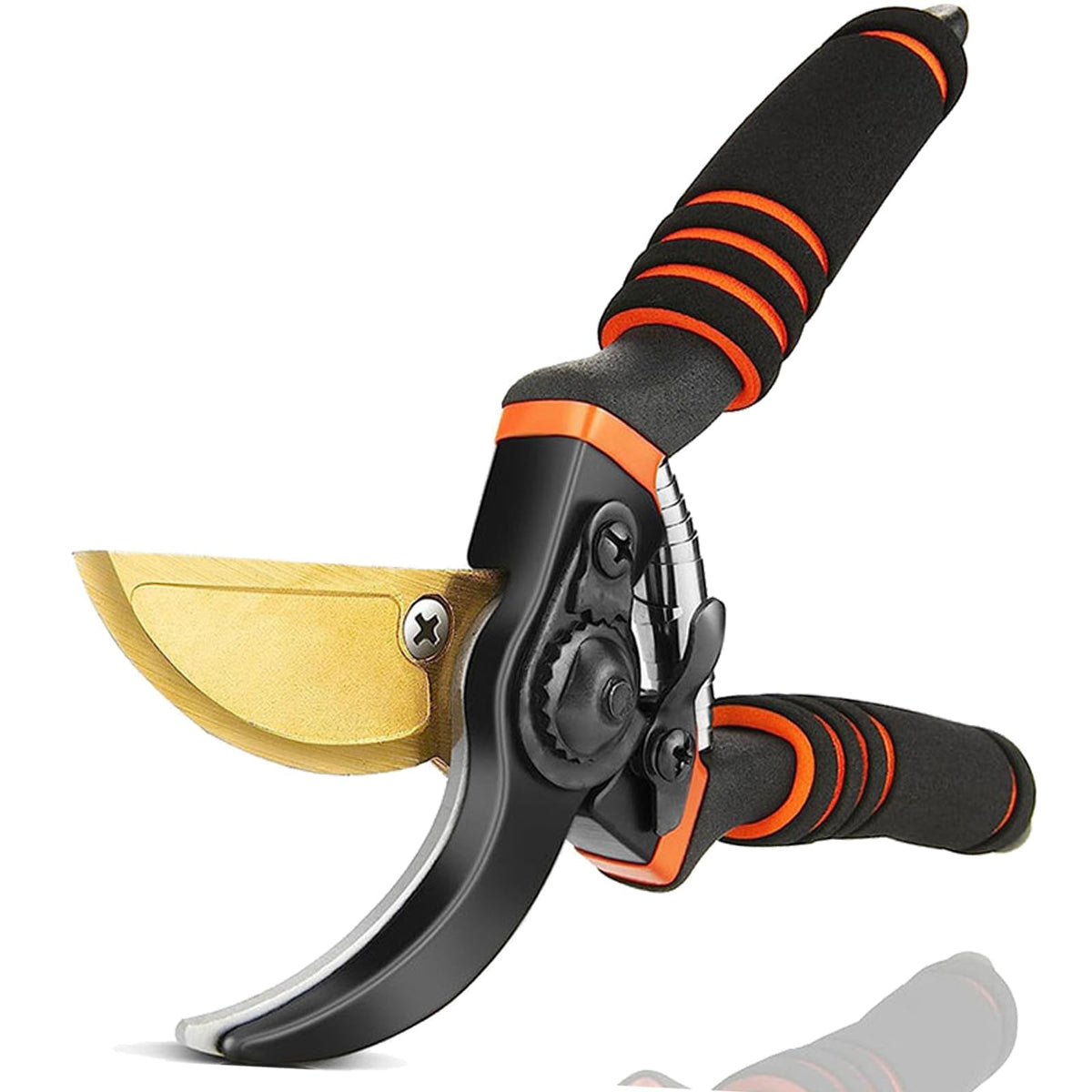 Premium pruning shears, hand pruners 4x cutting power trimming, garden clippers heavy duty 1-inch cut capacity, gardening gifts man & women, scissors gardening tools, arthritis weak hand snips