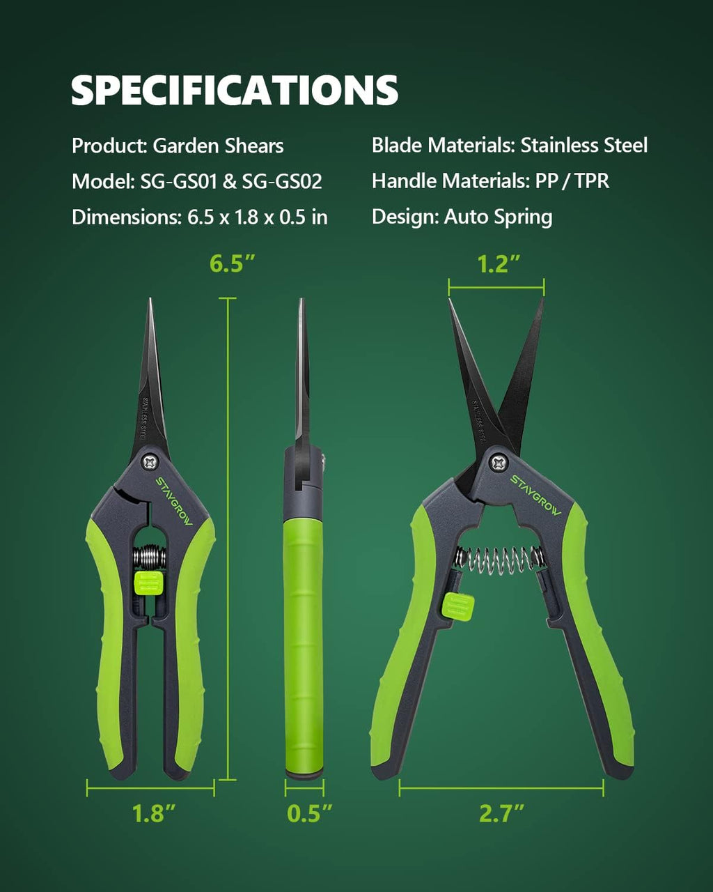 2pcs 6.5" Pruning Shears for Gardening Ultra Sharp Garden Scissors