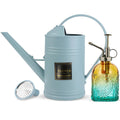 0.5 Gallon Small Watering Can for Outdoor Indoor Plants for House Plants, 12 oz Glass Plant Mister Spray Bottle for Bonsai Garden Flowers (White)