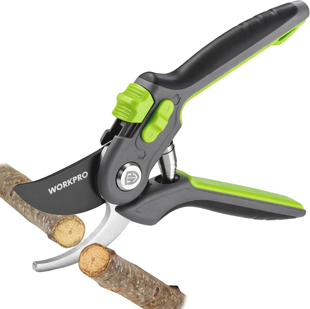 WORKPRO 8" Bypass Pruning Shears for Gardening with Dual-Size Opening