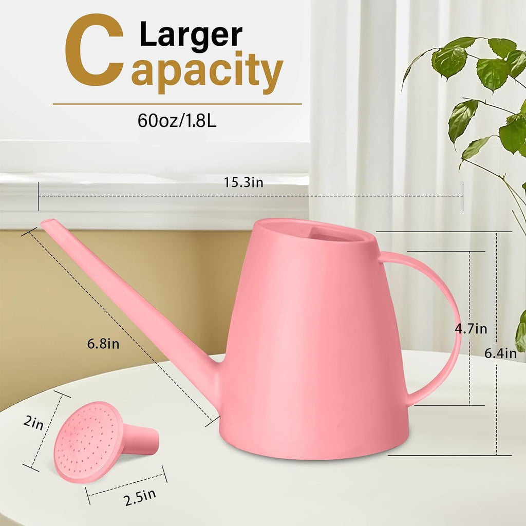 Plastic Watering Can for Home Plant Garden 1/2 Gallon Pink