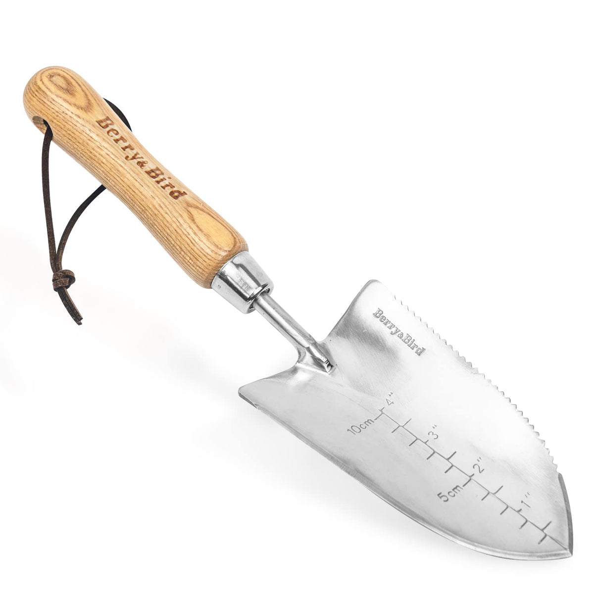 Berry&Bird Stainless Steel Trowel, Garden Small Flower Hand Shovel, Potting Soils Scoop with Wood Handle, Gardening Bonsai Tools for Transplanting Digging Weeding Planting