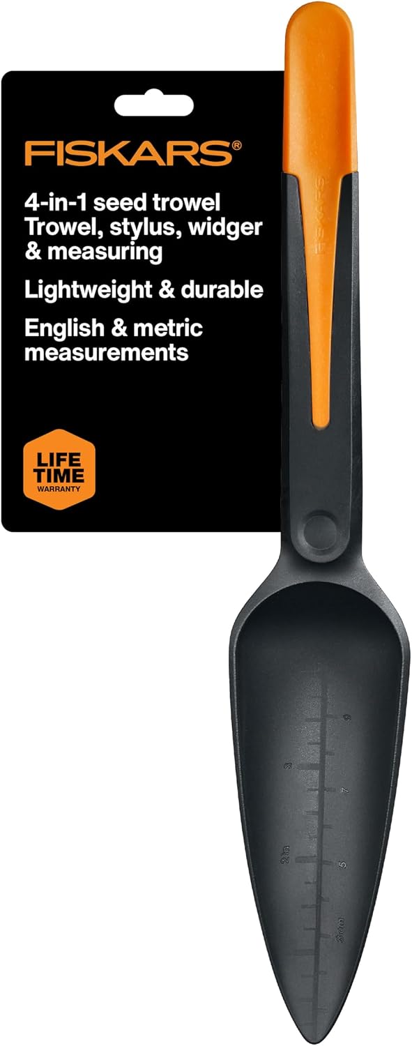 Fiskars 4-in-1 Seed Planting Garden Trowel and Seed Sower Tool