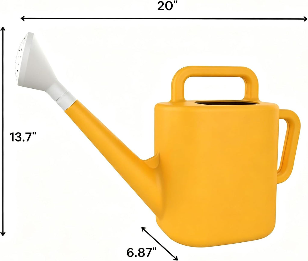 2 Gallon Watering Can for Outdoor Plants, Large Garden Watering Can with Detachable Sprinkler Head, Heavy Duty Resin Water Canner for Flowers, Indoor & Potted Plants (Daisy Yellow)