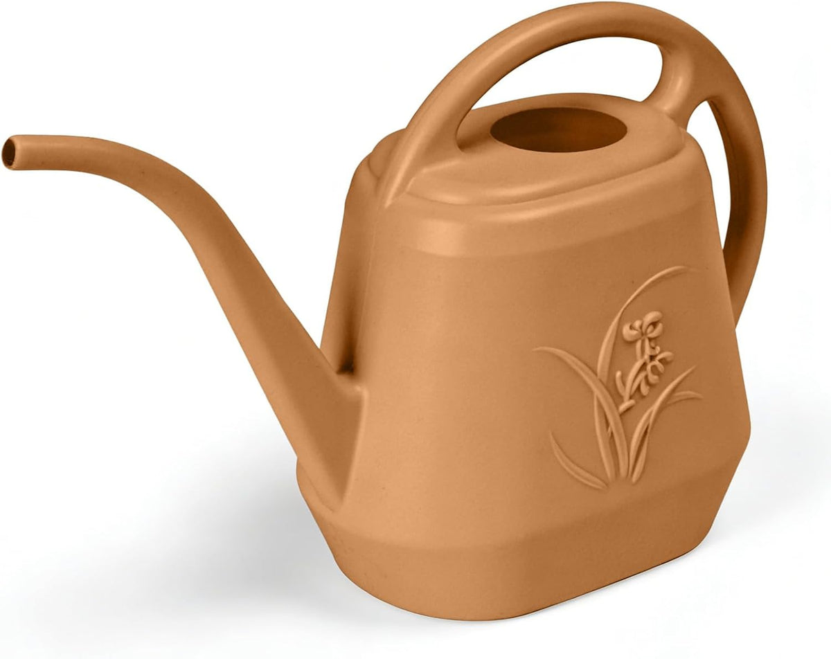 Hand Plastic Watering Can - for Indoor and Outdoor Home Garden Plants - with Long Spout - Orange - 1/2 Gallon