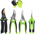 4-Pack Bypass Pruning Shears, Titanium Steel Blade,With Gardening Gloves,Shears Stainless, Ergonomic Hand Pruning Shears for Trees, Plants (Shears Gardening Tool Kit)