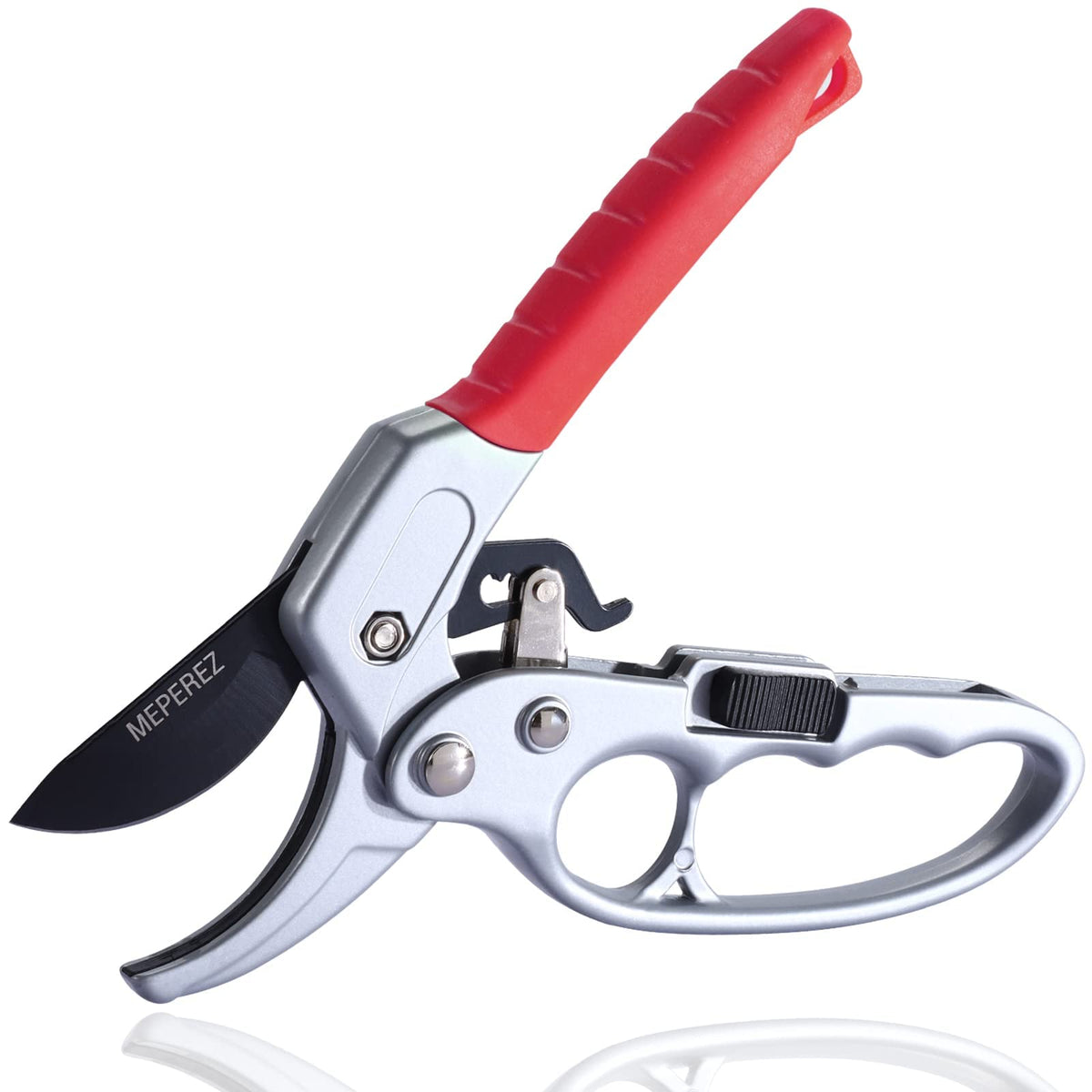 Premium pruning shears, hand pruners 4x cutting power trimming, garden clippers heavy duty 1-inch cut capacity, gardening gifts man & women, scissors gardening tools, arthritis weak hand snips