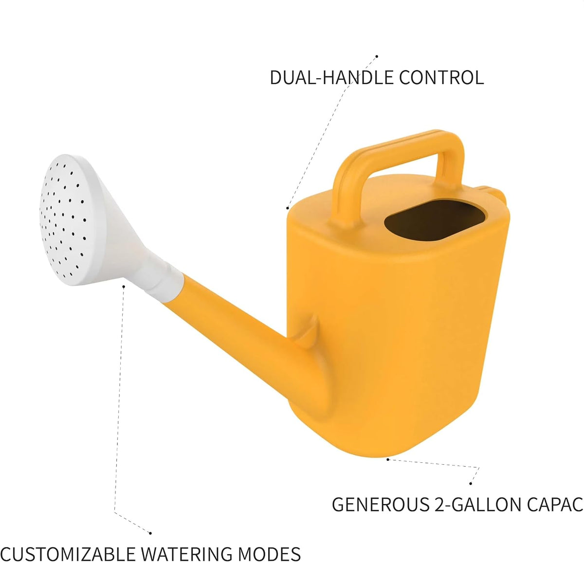 2 Gallon Watering Can for Outdoor Plants, Large Garden Watering Can with Detachable Sprinkler Head, Heavy Duty Resin Water Canner for Flowers, Indoor & Potted Plants (Daisy Yellow)
