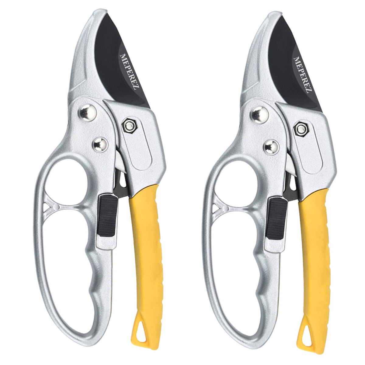 Premium pruning shears, hand pruners 4x cutting power trimming, garden clippers heavy duty 1-inch cut capacity, gardening gifts man & women, scissors gardening tools, arthritis weak hand snips