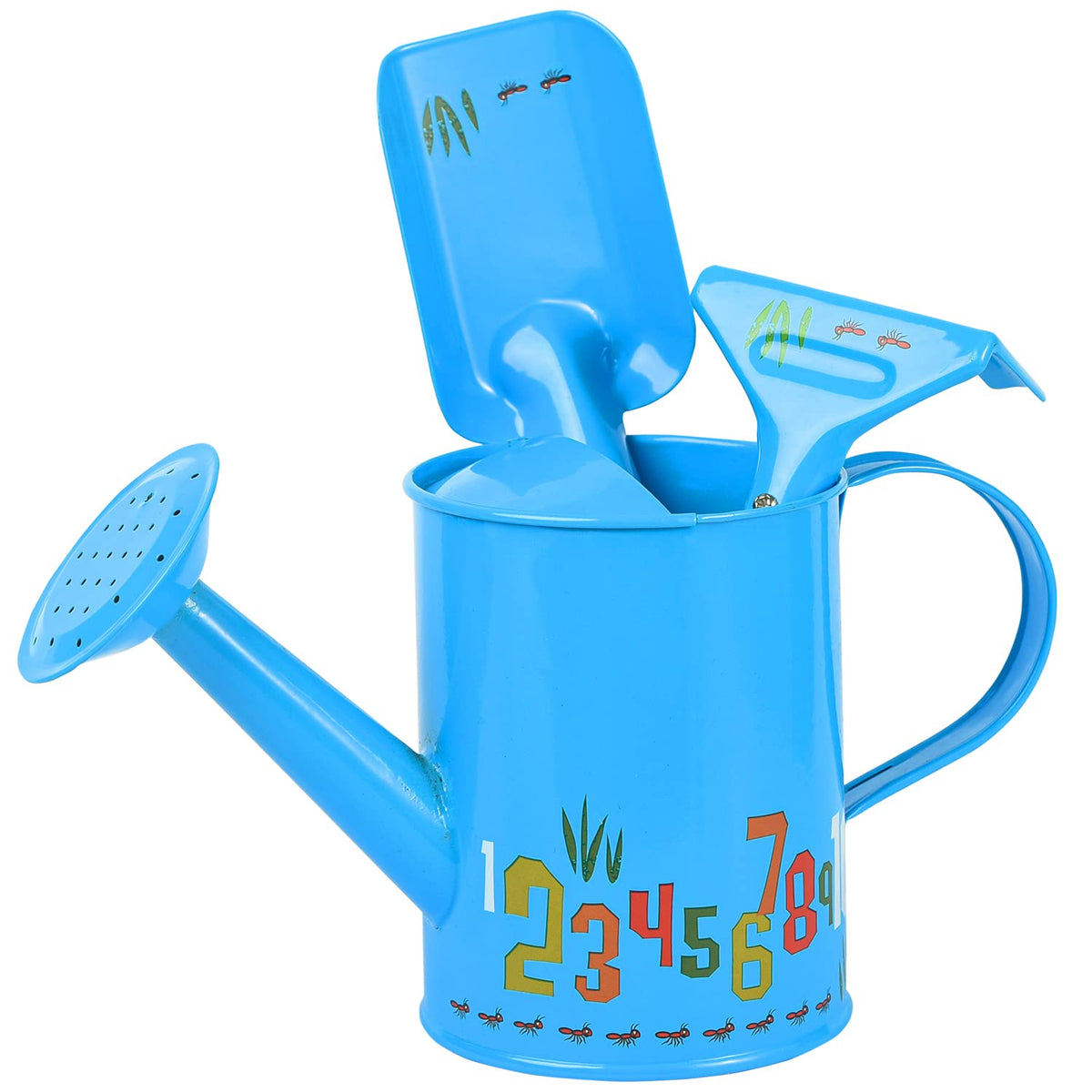 Sungmor Small Watering Can Set Cute Little Gardener Kit | Package Includes 3PC Rose Red Frog Watering Can & Trowel & Rake Gardening Hand Tools | Perfect for Garden,Yard or Beach