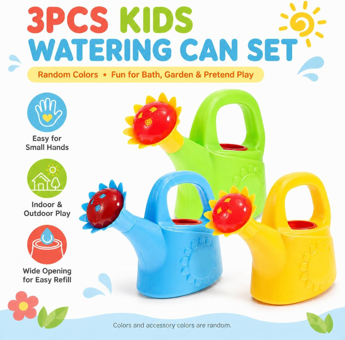 STOBOK 3 Pack Kids Watering Can, Chicken Watering Cans (Random Color)