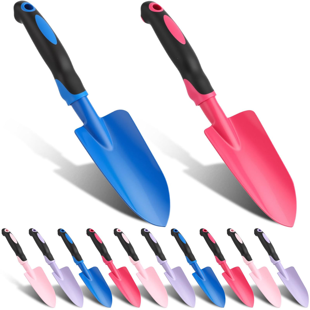 Product Image Yaocom Garden Shovel Aluminum Alloy Heavy Duty Trowel Garden Tool Small Shovels for Digging Metal Hand Trowel Spade with Soft TPR Handle for Lawn Yard Farm Home Shop Planting(12 Pcs)
