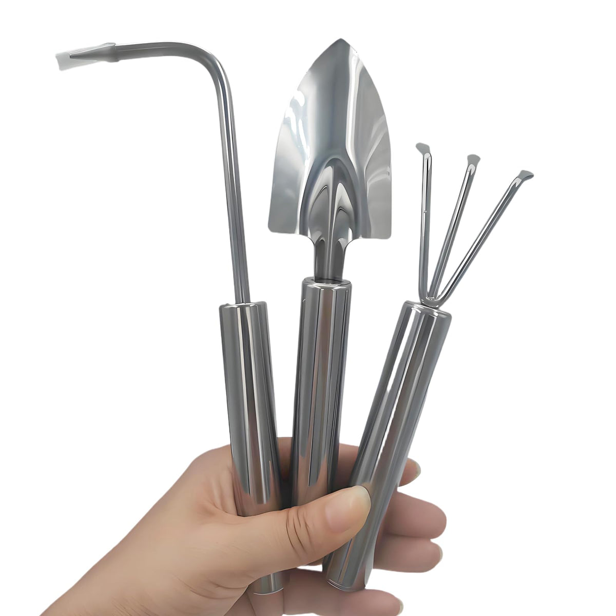 3 Pcs Mini Garden Tools Set Small Tiny Shovel Trowel and Hand Rake with Solid Wood Handle Indoor Gardening Tools for Pot Plants Succulent Bonsai