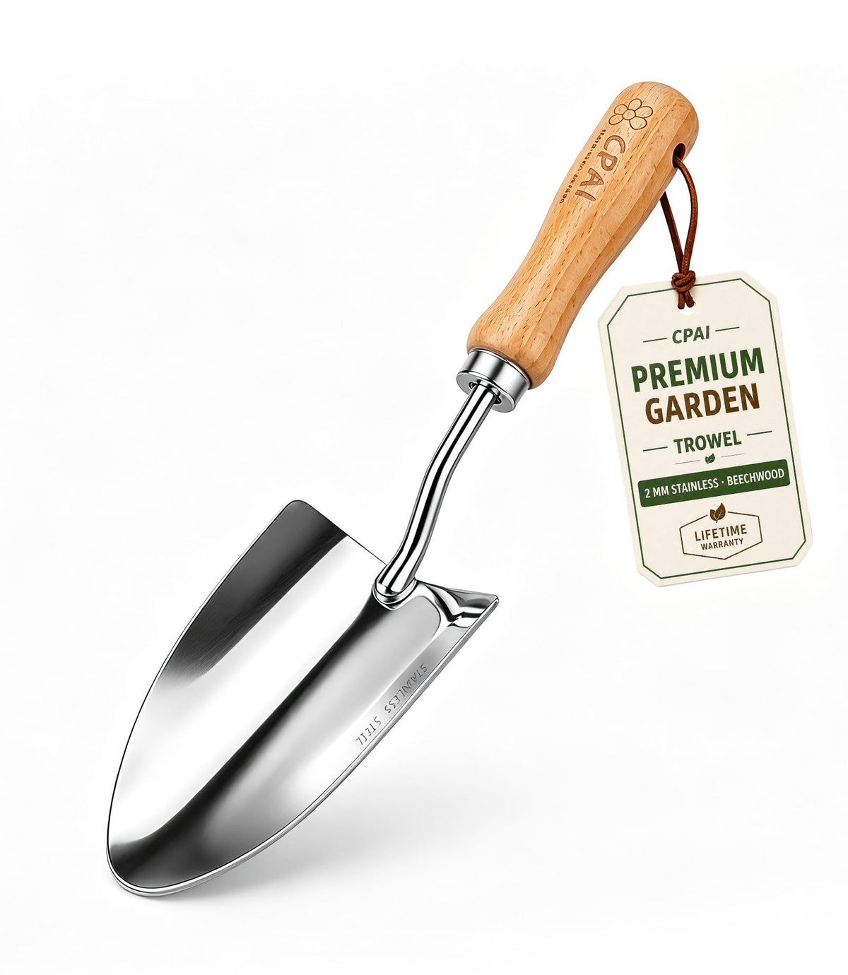 Garden Trowel, Heavy Duty 2mm Stainless Steel Hand Shovel