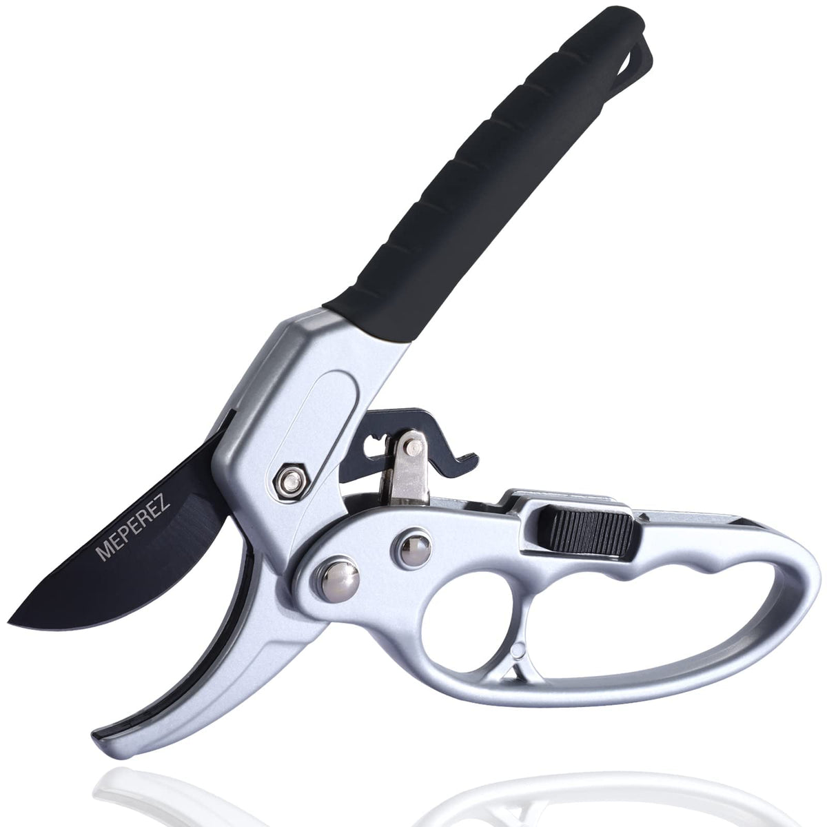 Premium pruning shears, hand pruners 4x cutting power trimming, garden clippers heavy duty 1-inch cut capacity, gardening gifts man & women, scissors gardening tools, arthritis weak hand snips