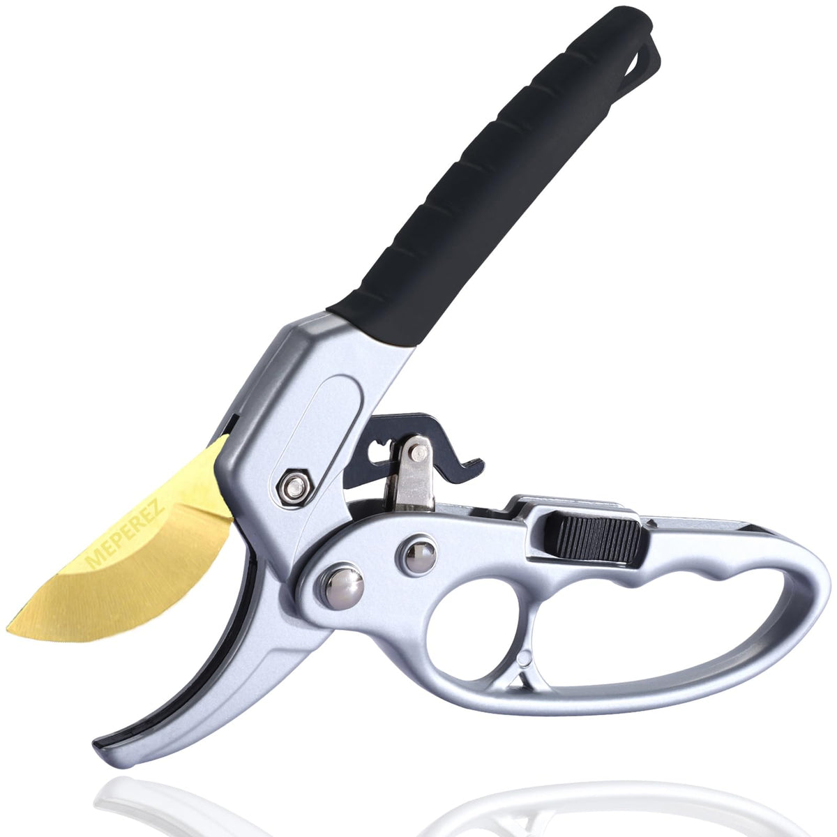 Premium pruning shears, hand pruners 4x cutting power trimming, garden clippers heavy duty 1-inch cut capacity, gardening gifts man & women, scissors gardening tools, arthritis weak hand snips