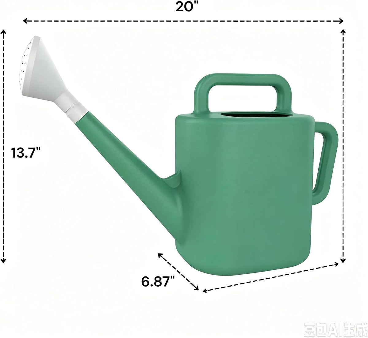 2 Gallon Green Resin Watering Can, Dual Handle No Spill Refill Indoor Outdoor Plants