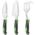 Garden Tools Set, 3 Pack Heavy Duty Gardening Tools Set Include Garden Shovel, Transplant Trowel and Hand Rake with Ergonomic Handle, Aluminum Alloy Lawn for Planting, Orange