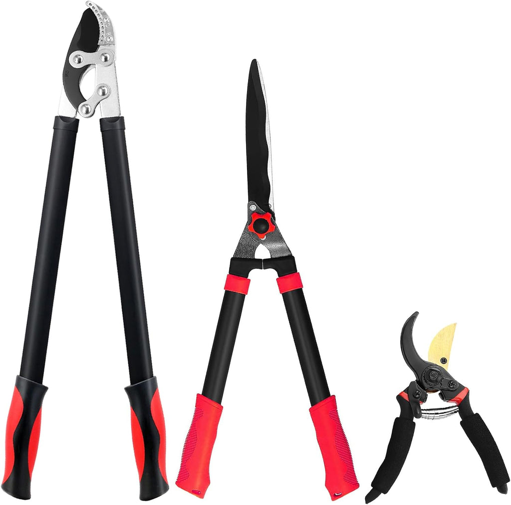 YRTSH Loppers, Hedge Shears & Pruners Combo Set, 3-Piece Hedge Clippers