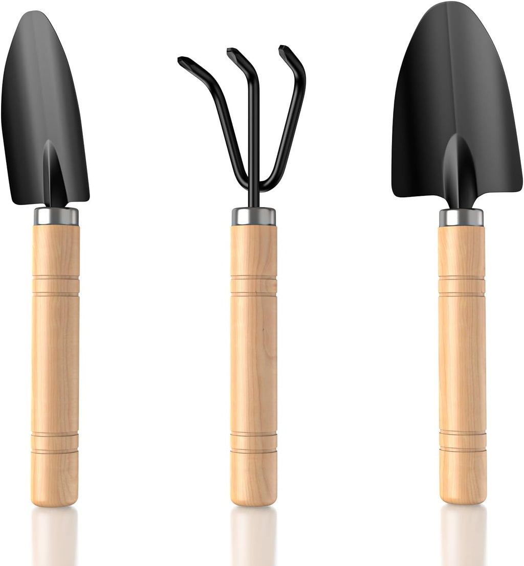 3 Pcs Mini Garden Tool Set with Small Trowel, Mini Shovel & Hand Rake