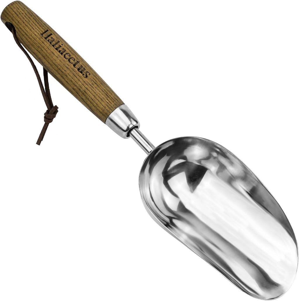 Haliaeetus Potting Soil Scoop, Bend Proof Stainless Steel Gardening Scoop