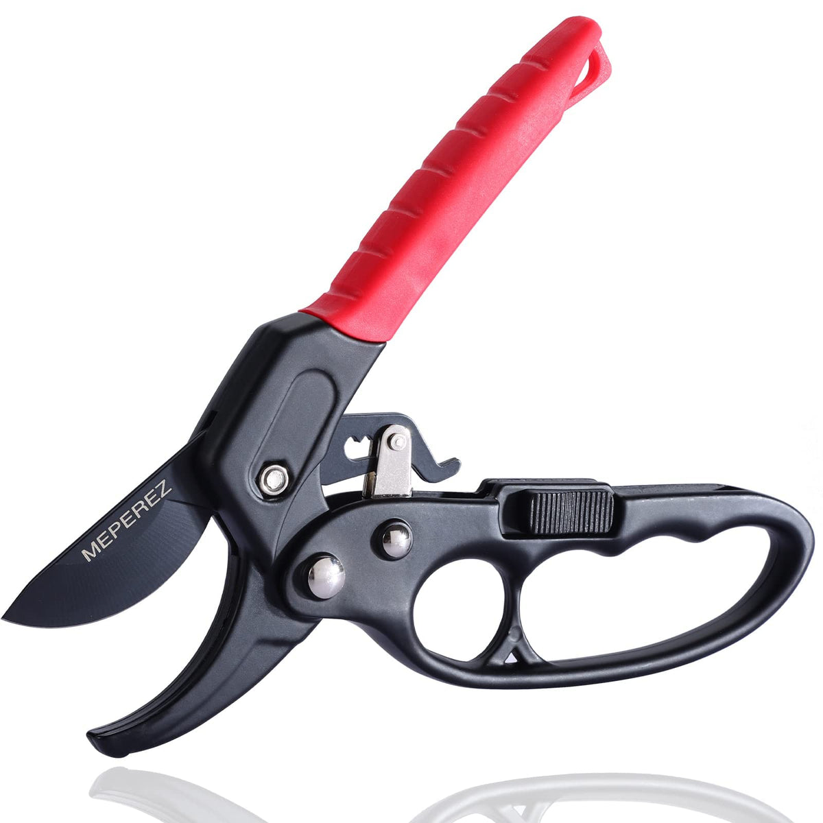 Premium pruning shears, hand pruners 4x cutting power trimming, garden clippers heavy duty 1-inch cut capacity, gardening gifts man & women, scissors gardening tools, arthritis weak hand snips
