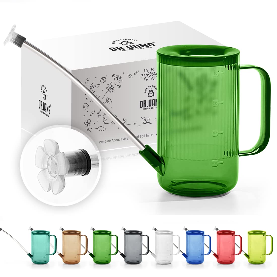 Small Watering Can Indoor Plants with Long Spout (1L, Emerald)