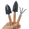 3 Pcs Mini Garden Tools Set Small Tiny Shovel Trowel and Hand Rake with Solid Wood Handle Indoor Gardening Tools for Pot Plants Succulent Bonsai