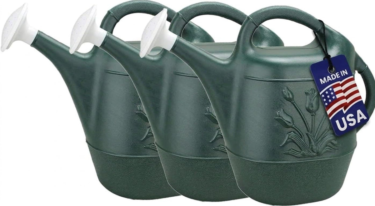 PMU 2 Gallon Watering Can - Garden Watering Can for Indoor & Outdoor Plants - Plastic Water Can with Detachable Sprinkler Head - Large Water Pot, Made in USA - Hunter Green Pkg/1