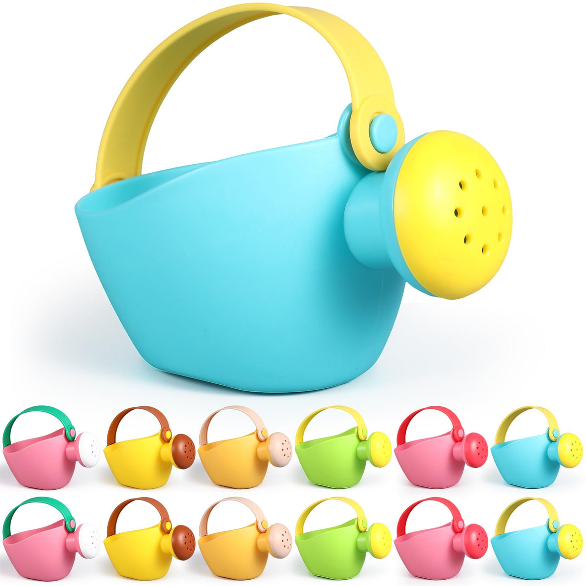 Gemscream 6 Pcs Watering Can Set Small Plastic Beach Watering Can Bath Toy Toddler Gardening Equipment Toy for Girl Boy Beach Outdoor Garden