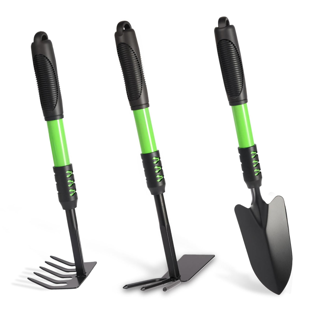 Garden Tool Set, 3 Pack Lightweight Heavy Gardening Kit Including Hand Shovel, Transplant Shovel and Hand Rake with Soft Rubber Non-Slip Handle, for Planting Weeding Digging, Orange ﻿