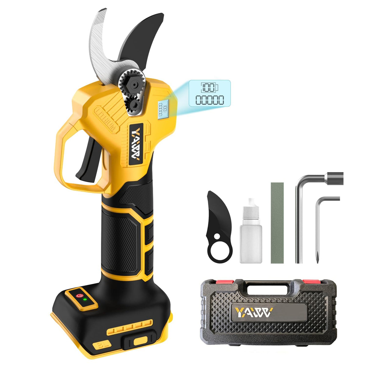 Brushless Electric Pruning Shears for DeWalt 20V Battery, Portable Cordless Pruning Shears with LCD Display＆SK5 Blades, Adjustable Cutting Diameter 0.8-1.2 Inch for Gardening Tree Pruning(NO Battery)