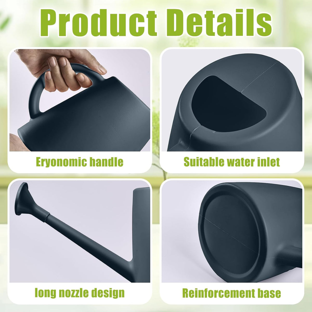 ZXJ Watering Can - for Indoor and Outdoor Home Garden Plants- Grey - 1/2 Gallon