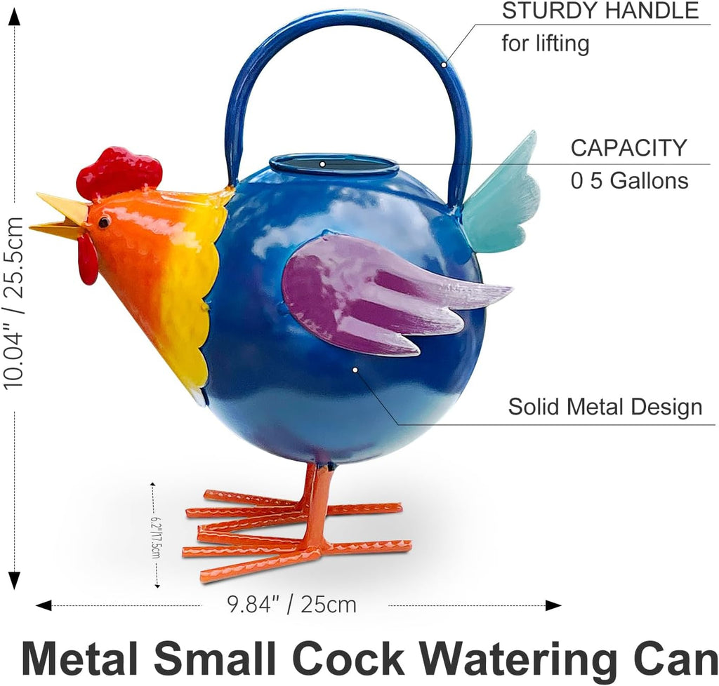 Rooster Metal Watering Can,Cute Watering Can for Indoor Outdoor Plants