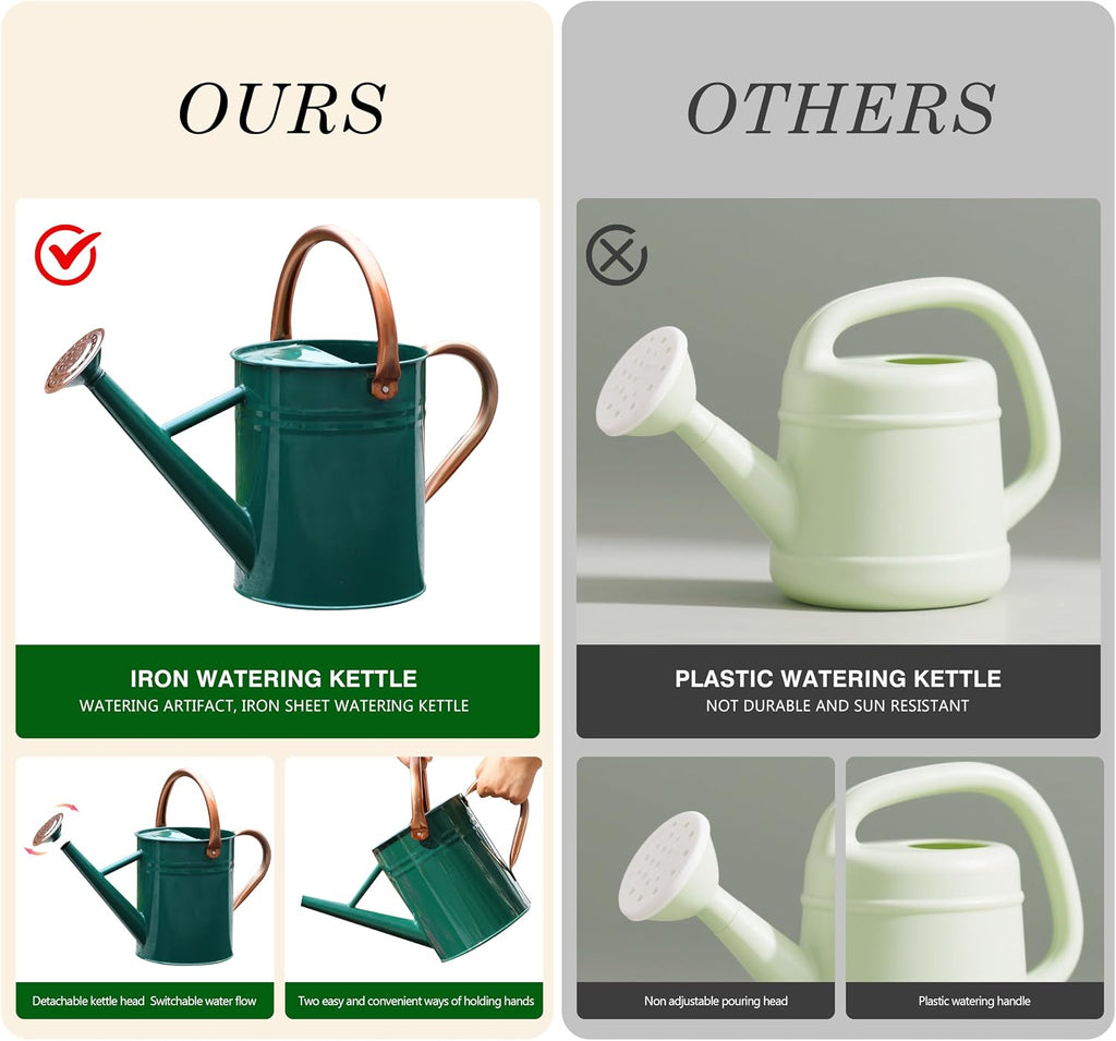 Metal Watering Can for Outdoor Plants, Watering Can 1 Gallon (NewGreen)