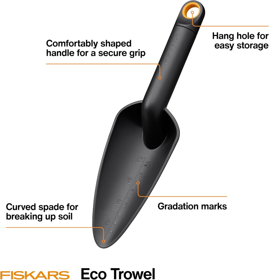 Fiskars Eco Trowel with Curved Spade, Ergonomic Garden Hand Tool